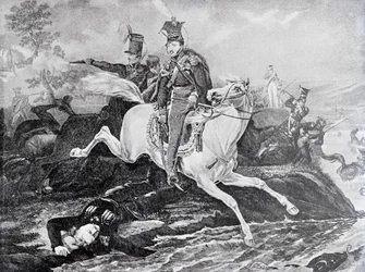 Death of Józef Poniatowski at the Battle of Leipzig, 1813
